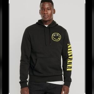 ⭐️40% Off⭐️ Nirvana Old Navy Black Hoodie with Yellow Smiley Graphic